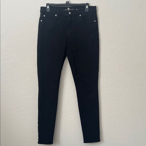 7 For All Mankind Denim - 7 For All Mankind Black Denim Skinny Jeans in Size 30